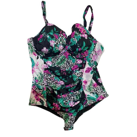 Torrid Black & White Leopard Underwire One-Piece Swimsuit SIZE 3 DD/F Size 3X - Picture 4 of 11